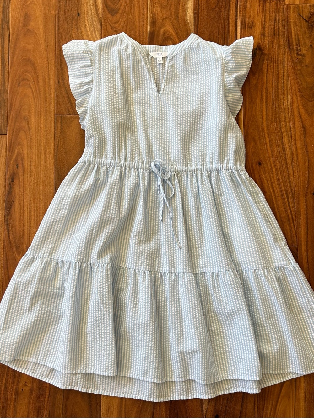 Time and Tru White and Blue Mini Dress